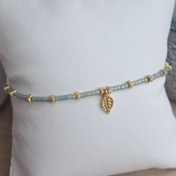 Bracelet fin breloque "Feuille"