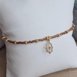 Bracelet fin breloque ovale "Étoile du Nord"