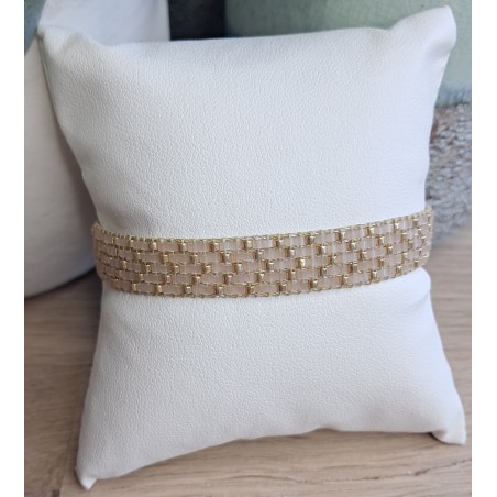 Bracelet tissé 5 rangs Rose Scintillant