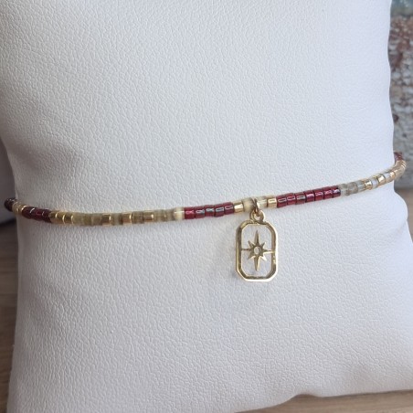 Bracelet fin breloque rectangle "Étoile du Nord"