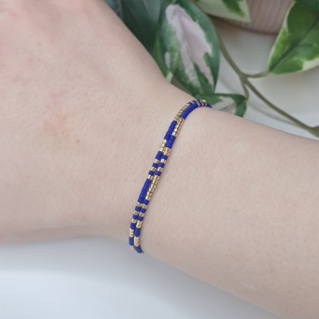 Bracelet double sans breloque Bleu/Doré