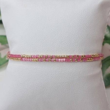 Bracelet double sans breloque Rose/Doré