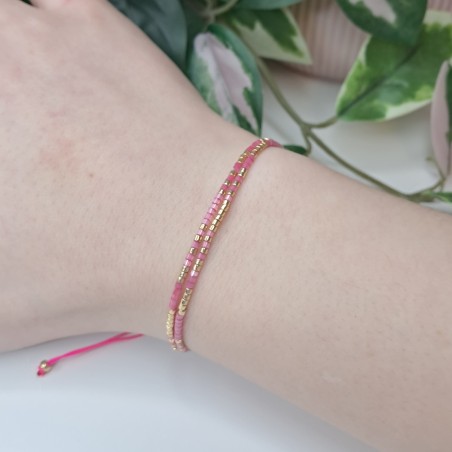 Bracelet double sans breloque Rose/Doré