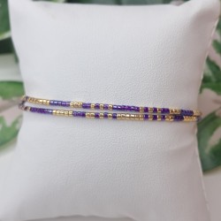 Bracelet double sans breloque Violet/Doré