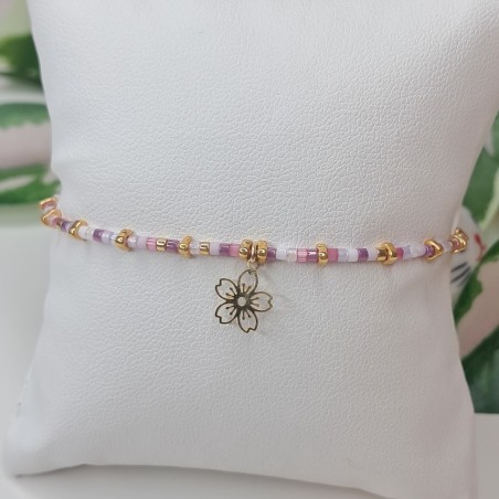 Bracelet fin breloque "Fleur de Cerisier"