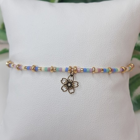Bracelet fin breloque "Fleur de Cerisier"