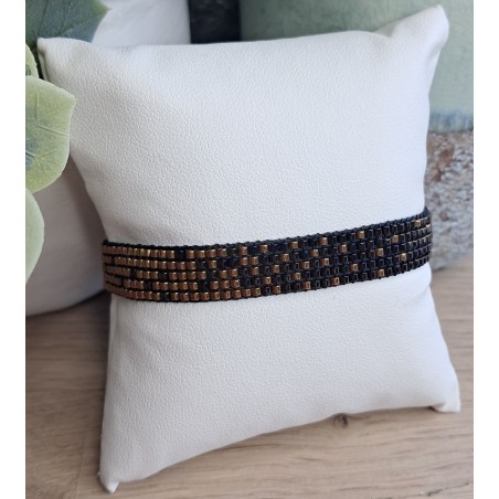 Bracelet tissé 5 rangs Brun Irisé/Cuivré