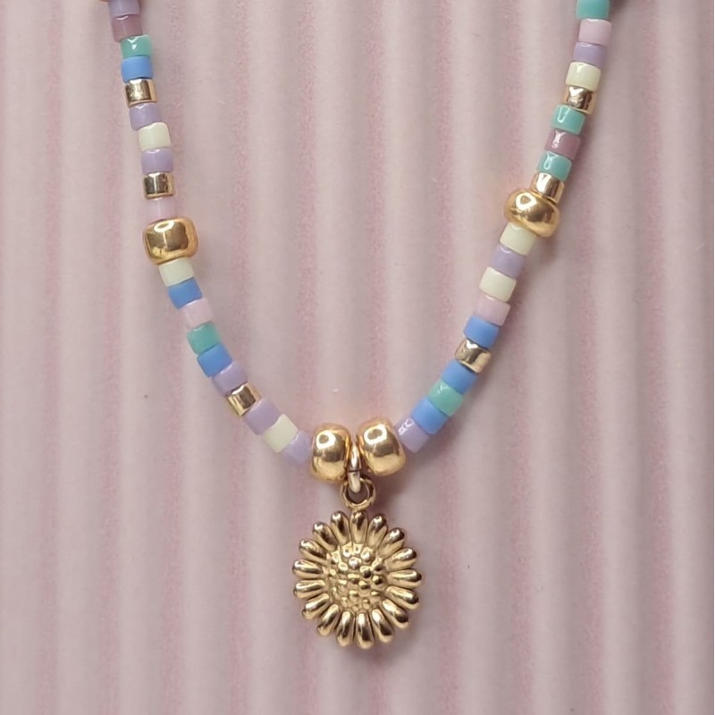Collier Ras de Cou breloque "Tournesol"