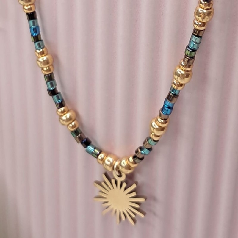 Collier Ras de Cou breloque "Grand Soleil"