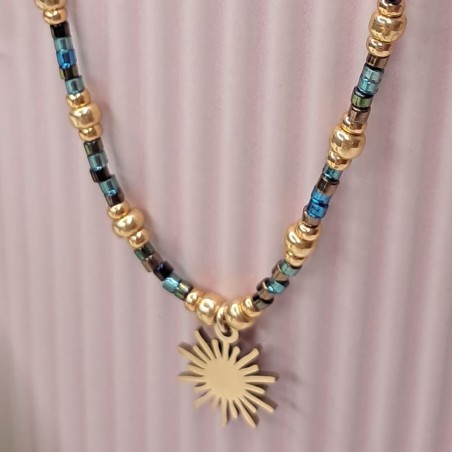Collier Ras de Cou breloque "Grand Soleil"