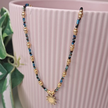 Collier Ras de Cou breloque "Grand Soleil"