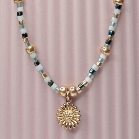 Collier Ras de Cou breloque "Tournesol"