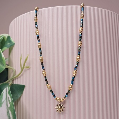Collier Ras de Cou breloque "Fleur Soleil"