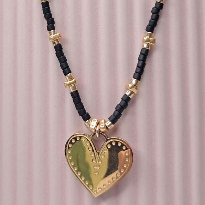 Collier Ras de Cou breloque "Grand Coeur"