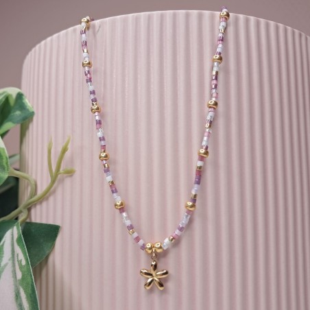 Collier Ras de Cou breloque "Fleur bombée"
