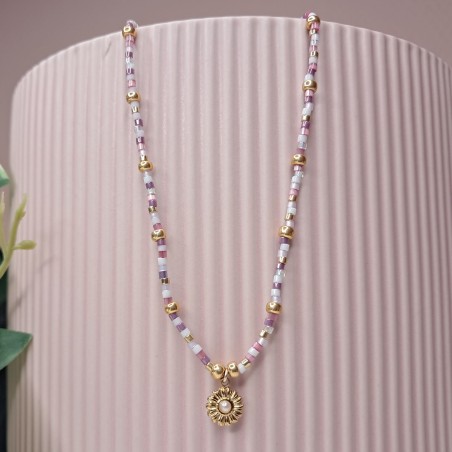 Collier Ras de Cou breloque "Fleur Nacrée"