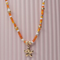 Collier Ras de Cou breloque "Fleur Bombée"