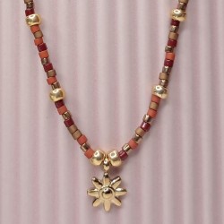 Collier Ras de Cou breloque "Fleur Soleil"