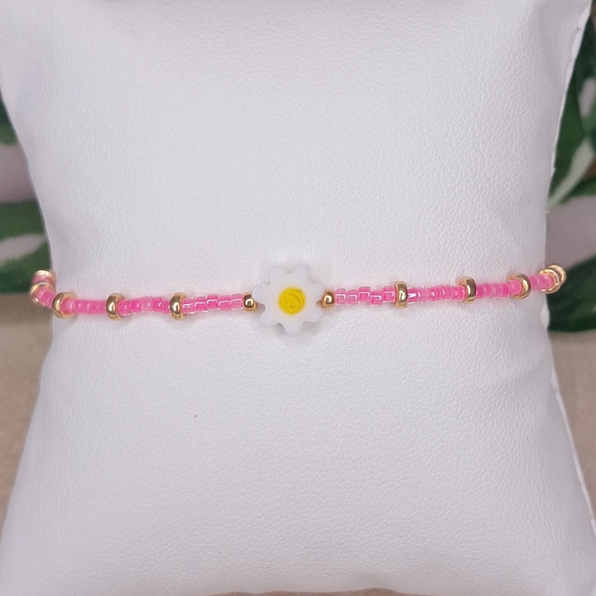 Bracelet fin "Marguerite" rose