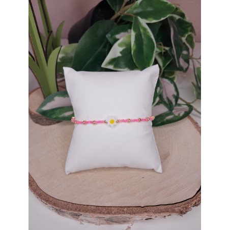 Bracelet fin "Marguerite" rose