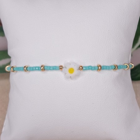 Bracelet fin "Marguerite" turquoise
