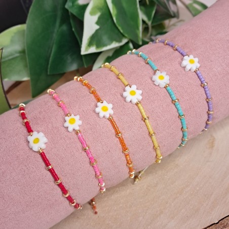 Bracelet fin "Marguerite" mauve