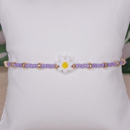 Bracelet fin "Marguerite" mauve
