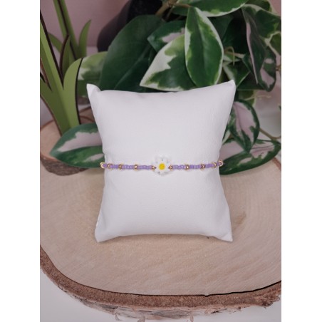 Bracelet fin "Marguerite" mauve