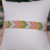 Bracelet tissé 5 rangs Vert/Rose/Orange