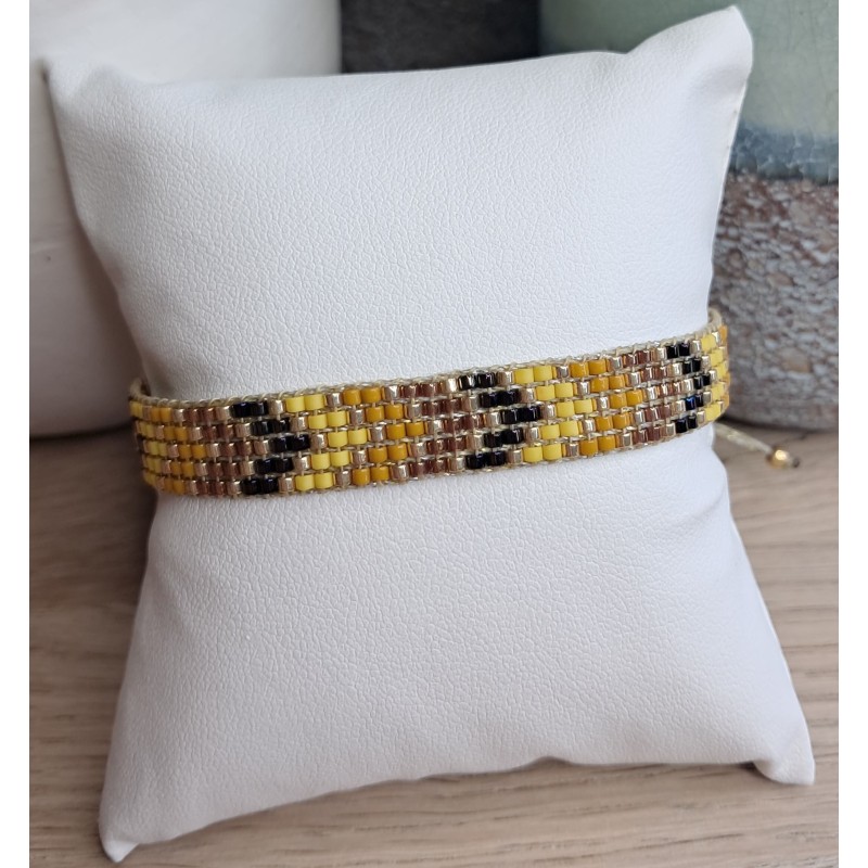 Bracelet tissé 5 rangs Jaune/Orange