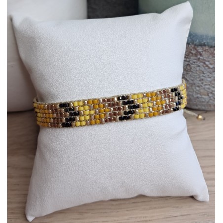 Bracelet tissé 5 rangs Jaune/Orange
