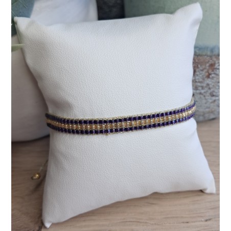 Bracelet tissé 3 rangs Violet Brillant