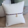 Bracelet fin violet brillant/doré avec breloque étoile du nord