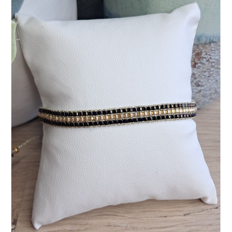 Bracelet tissé 3 rangs Brun Irisé