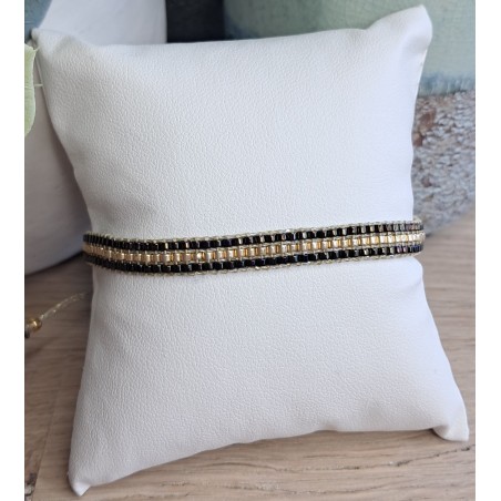 Bracelet tissé 3 rangs Brun Irisé