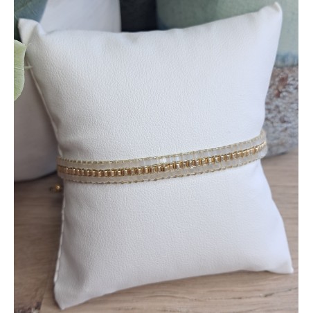 Bracelet tissé 3 rangs Blanc Scintillant
