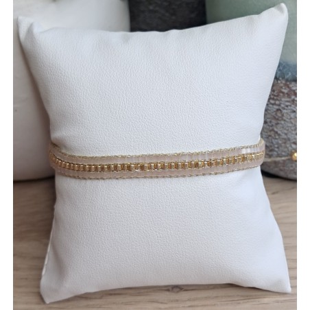 Bracelet tissé 3 rangs Rose Scintillant